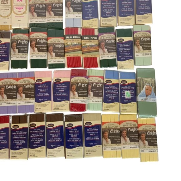 Lot Of 47 Wrights Bias Tapes Quilt Bindings Trims Assorted Colors Sizes New - Picture 9 of 9